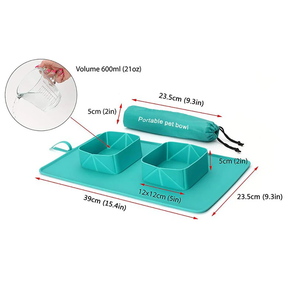 Портативная Складная Силиконовая миска для собак двойная путешествий складная
