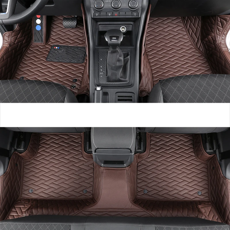 brown 1 Lsrtw2017 кожаный автомобильный салон автомобиля коврик для ног коврик для Skoda Karoq ковер аксессуары - Название цвета: brown 1