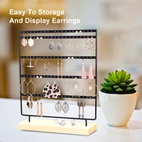 earring holder jewelry organizer display tree with wooden tray earrings rack perfect gifts for women necklaces watches and rings