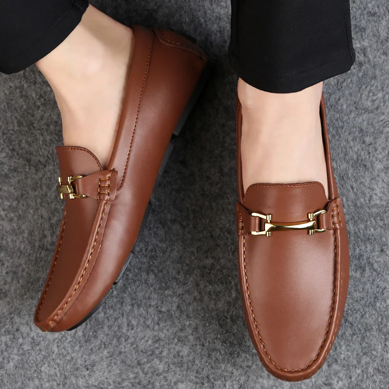 

Man Shoes Classic Fashion Italian Style Genuine Leather Men Loafers Slip-On Mens Leather Loafers Good Quality Men Luxury Shoes