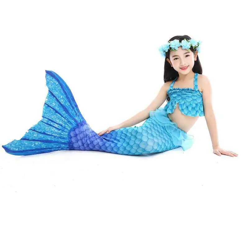 Хвост русалки для девочек Детский купальник Костюмы с моноластами Бикини Одежда