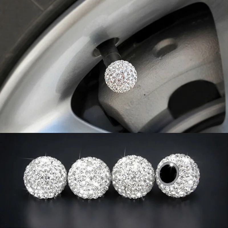 

4Pcs/Lot Bling Rhinestone Universal Car Tire Valve Caps Diamond Shining Dustproof Valve Stem Caps Car Accessories