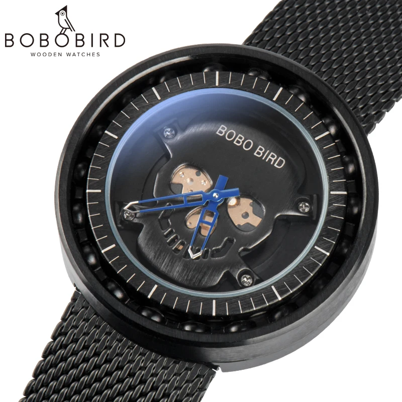 Мужские кварцевые часы BOBO BIRD с шарикоподшипником наручные из нержавеющей стали