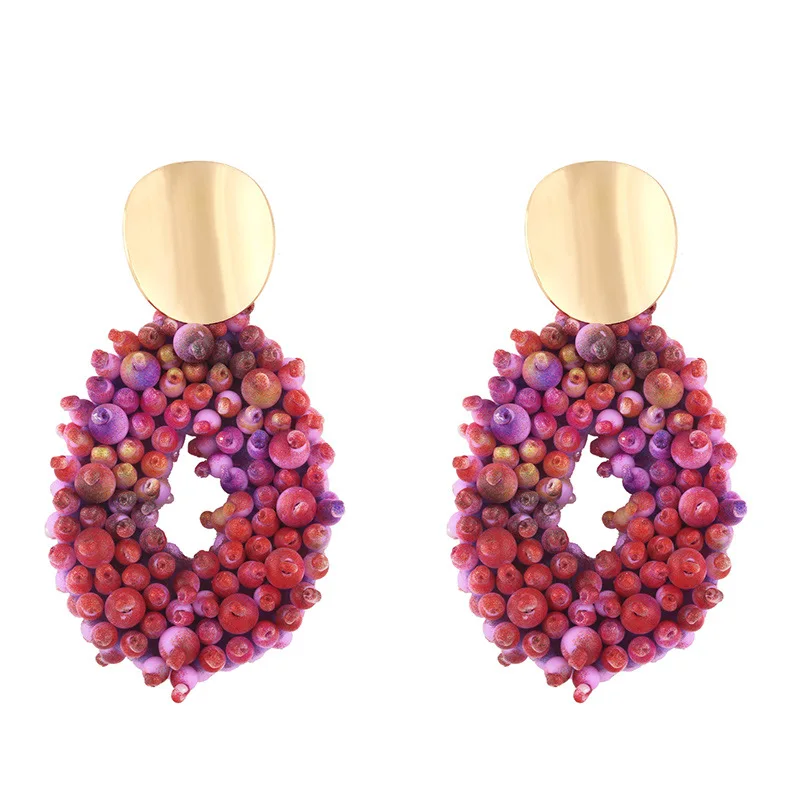 

2021 Trendy Earrings Bohemian Beads Earrings Plastic Resin Fashion Jewelry Earrings for Women Cute Earrings