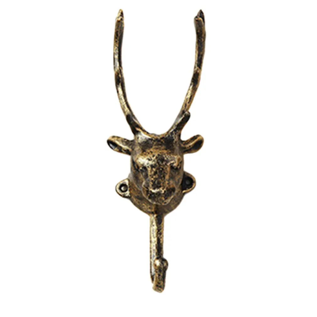 Креативный чугунный крючок с головой оленя европейская ретро декоративная
