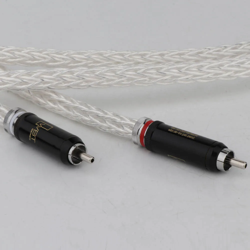Hi-End 8AG посеребренный OCC 16-жильный аудиокабель с WBT RCA разъемом кабель HIFI 2RCA к кабелю