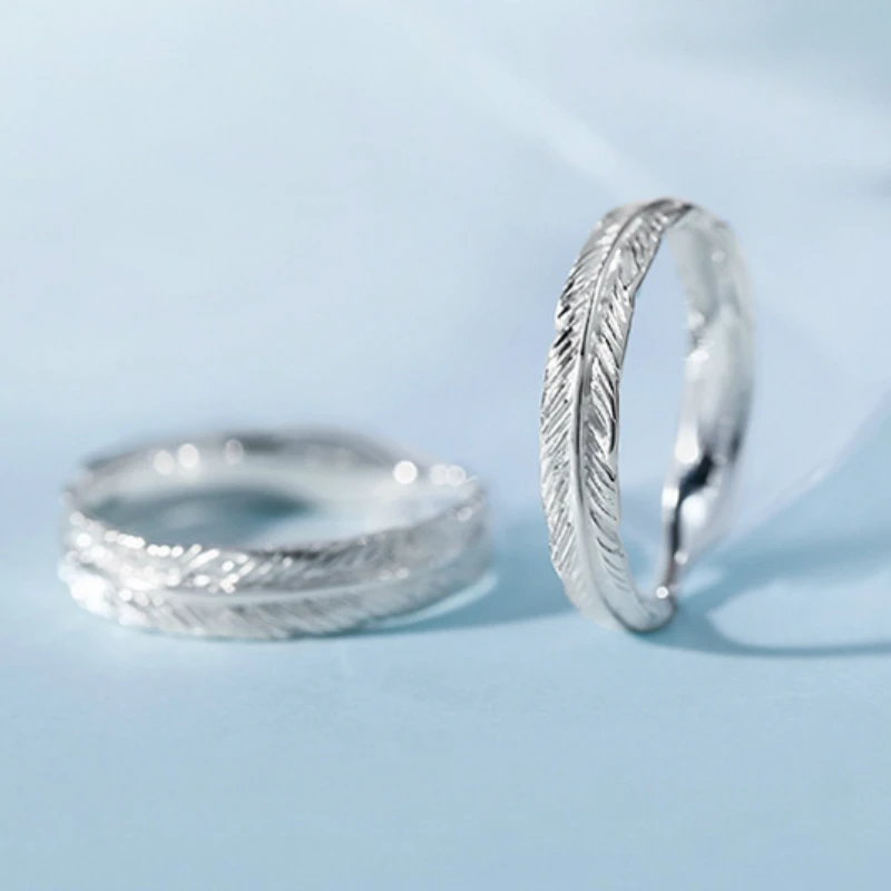 Кольцо серебряное в виде листа пера для мужчин и женщин винтажное вращающееся