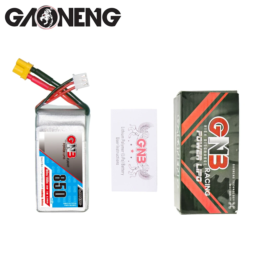 2PCS GaoNeng 850mAh 2S 7.4V 80C Lipo Battery With XT30 Plug For FPV Racing Drone RC Quadcopter Helicopter Toy Parts | Игрушки и хобби