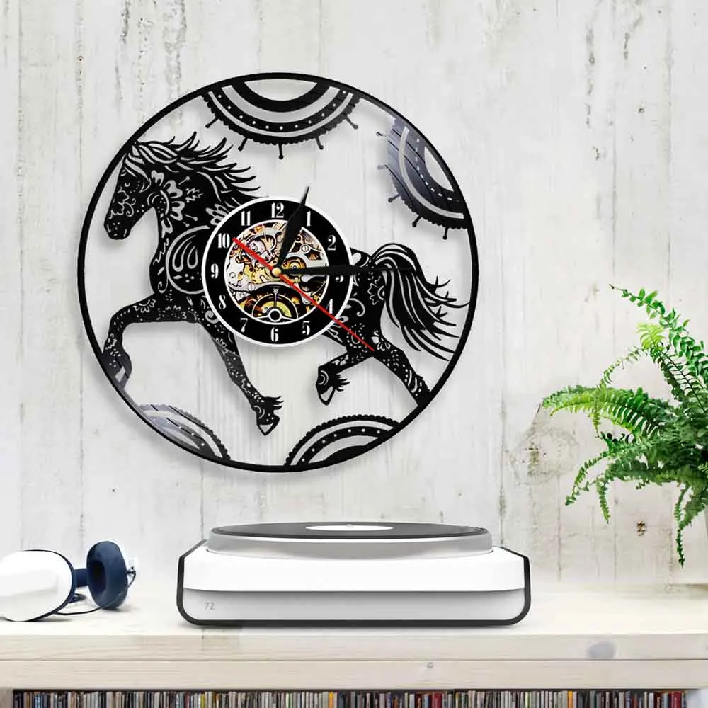 Настенные часы с цветочным принтом мандалой Horse Zentangle 3D настенные современный