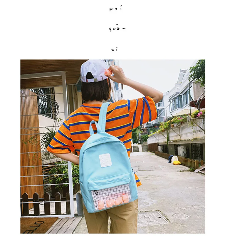 Милый холщовый женский рюкзак прозрачные рюкзаки игрушечная сумка на плечо для