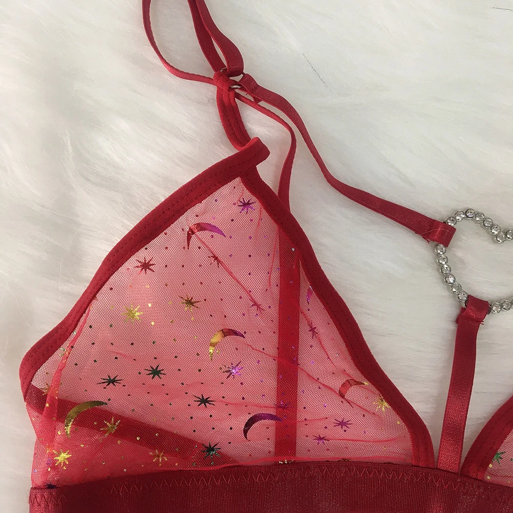 Женское Прозрачное нижнее белье привлекательный кружевной комплект с