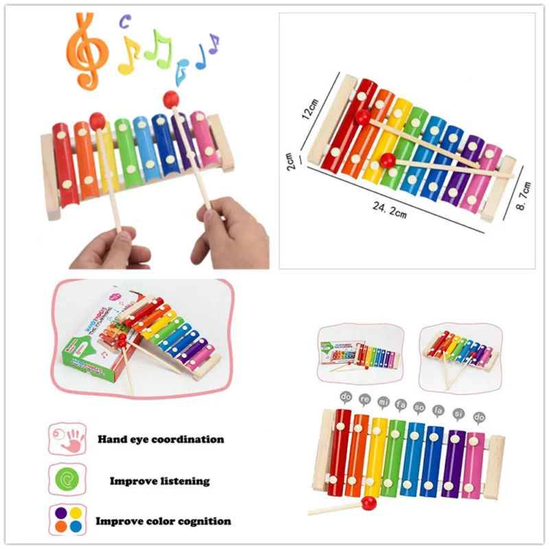 

2020 New Imitat Music Instrument Toy Wooden Frame Xylophone Children Kids Toys Baby Educational Toys Gifts With 2 Mallets