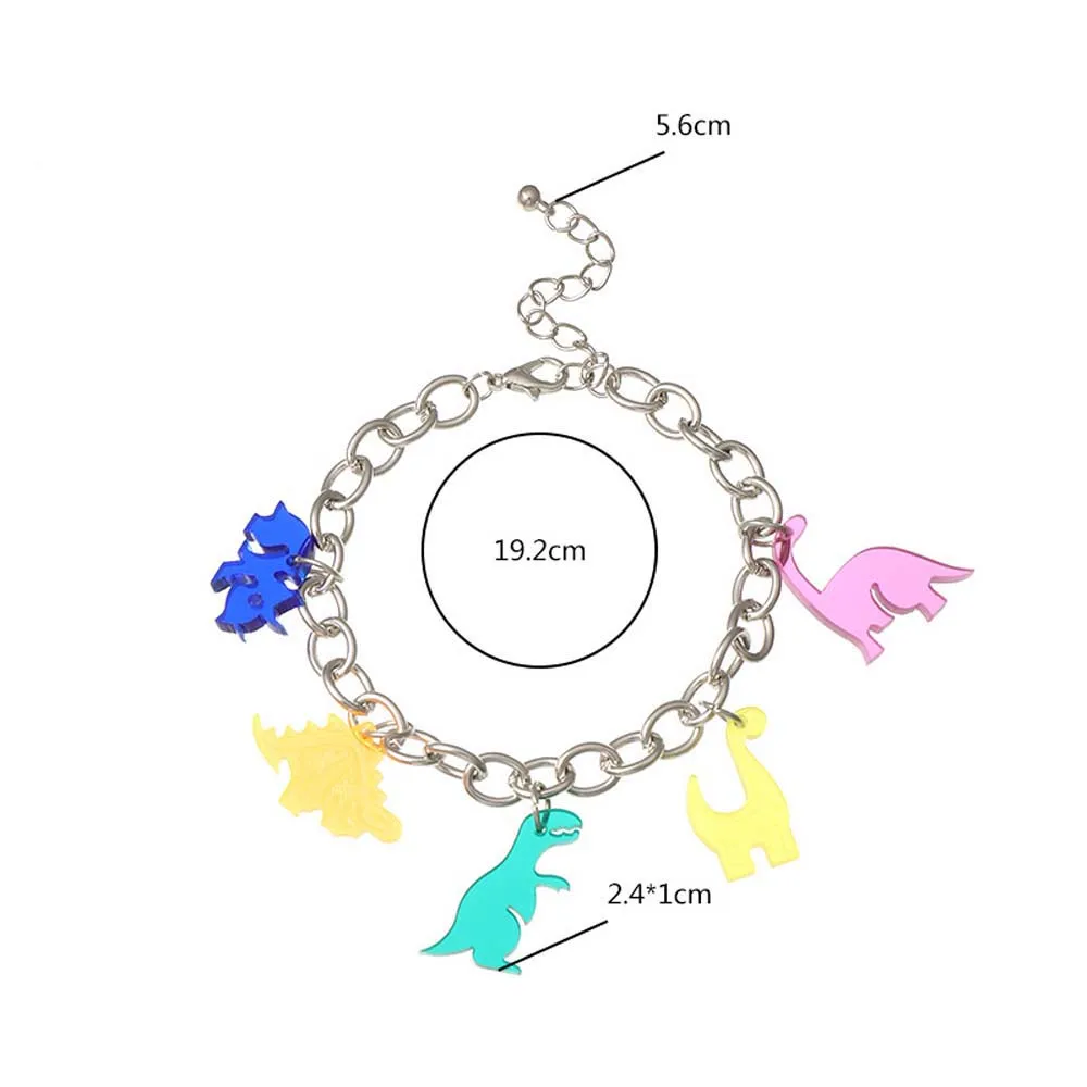 

Cute Cartoon Acrylic Dinosaurs Bracelets Candy Colors Resin Cartoon Animal Bracelet Birthday Gift Girls Woman Handmade Jewelry