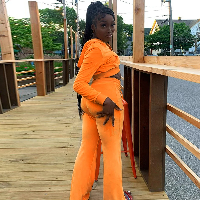 Женский винтажный уличный Бархатный спортивный костюм из 2 предметов