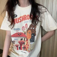the mushroom cute womens t shirt harajuku vintage 80s 90s cotton short sleeve kawaii graphic funny tee streetwear clothes