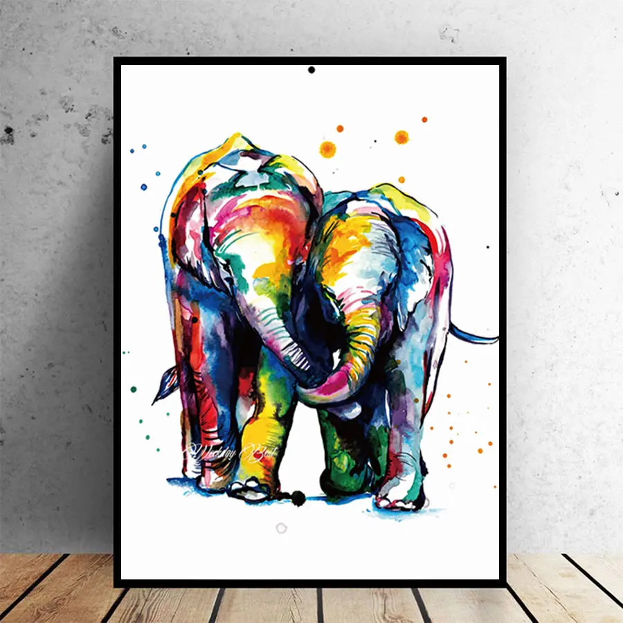

Современный домашний декор, настенное искусство, животное, холст, живопись, акварель, слон, настенные картины, холст с принтом для украшения ...
