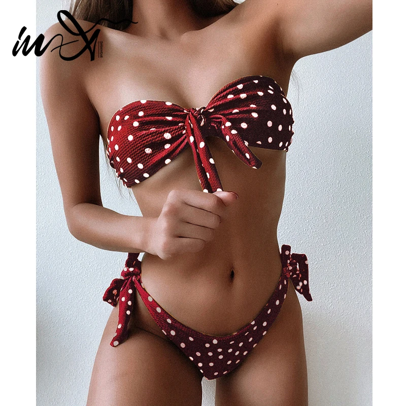 Женский купальник в горошек In X бразильский с бандо и микро бикини 2020|Купальники| |