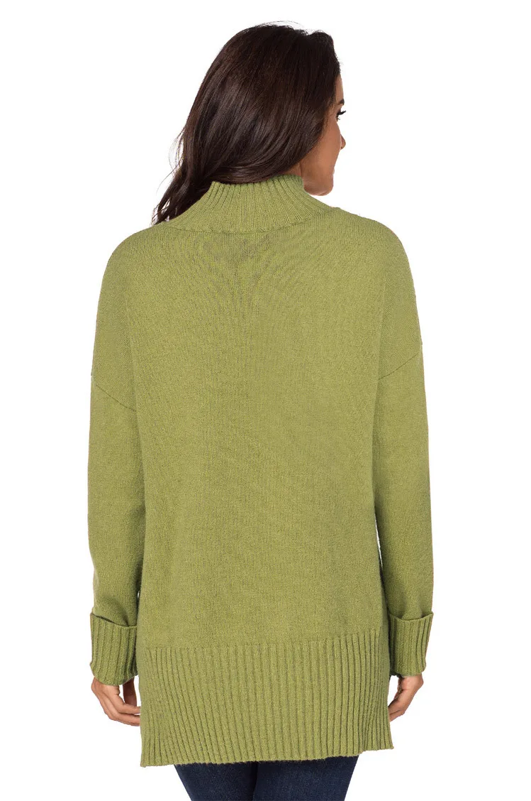 Новинка, осенний свитер с высоким воротом, Свободная трикотажная рубашка с длинными рукавами, роскошная одежда, свитер с отложным воротником