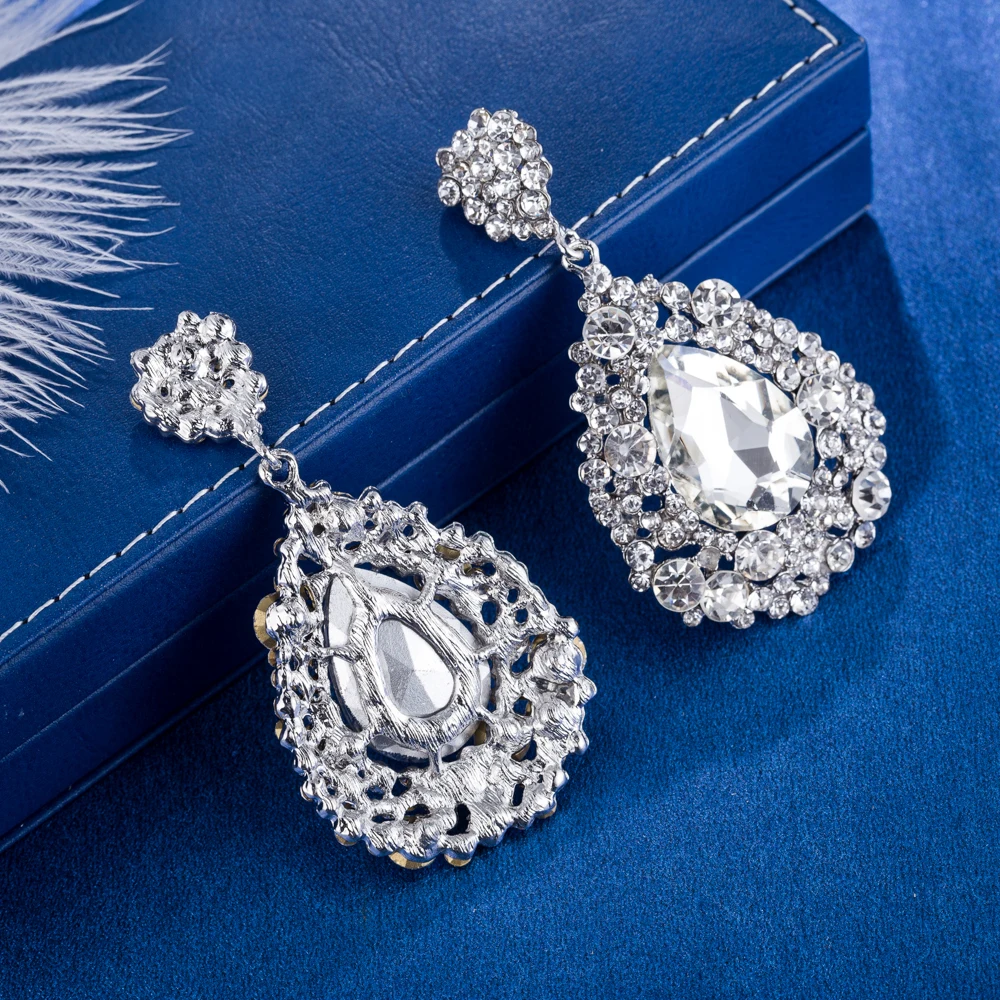 Женские длинные серьги с австрийским кристаллом элегантные для свадьбы Новое