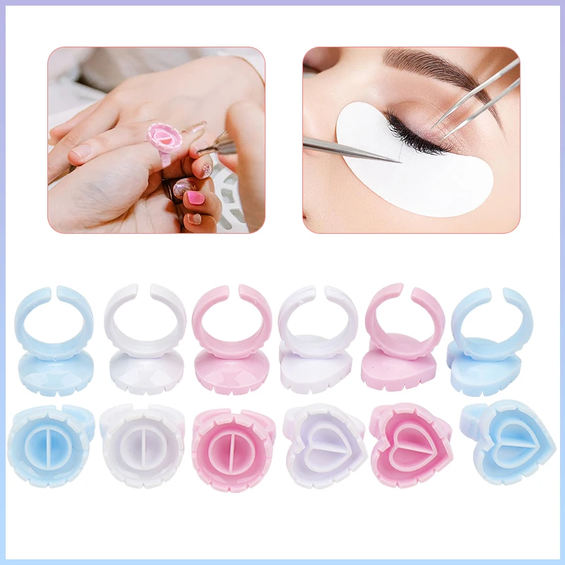 

100pcs Disposable Glue holder cup Eyelashes Extension Finger ring Holder for Tattoo Pigment Palette Nail Polish Glue Container