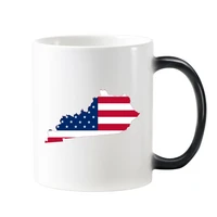 the united states of america usa kentucky map stars and stripes flag shape morphing heat sensitive changing color mug cup