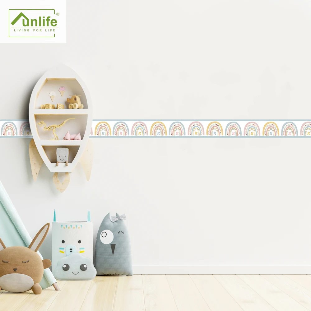 

Funlife® Rainbow Children Tile Stickers Wall Decals Easy to Clean Peel and Stick Wall Border Self-Adhesive Bathroom Wall Sticker