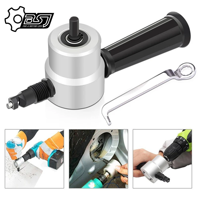 

Metal Nibbler Cutter Double Head Sheet Nibbler Hole Saw Cutter Drill Attachment Plate Open Hole Drill For Cutting Iron Steel