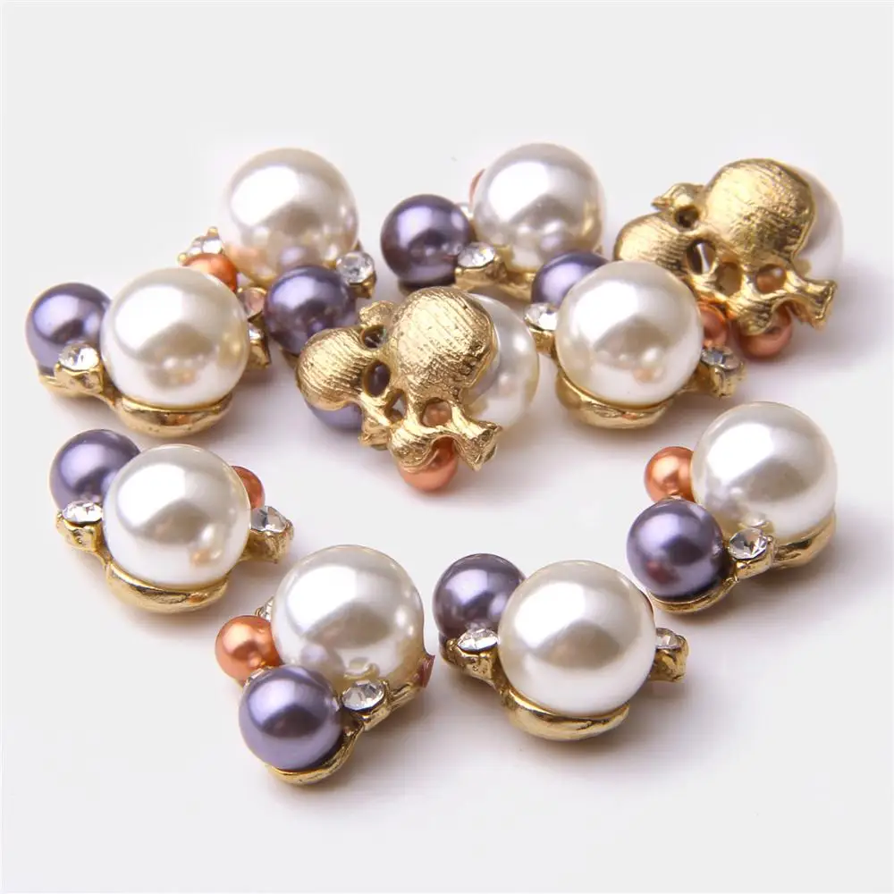 10 шт. Стразы с обжимным концом бусины Подвески натуральный жемчуг Сплав золотые