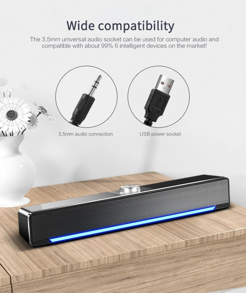 

Mini USB Speaker Bluetooth Computer Speakers Music Player Stereo Sound Box For Desktop PC Notebook Laptop Sound Bar