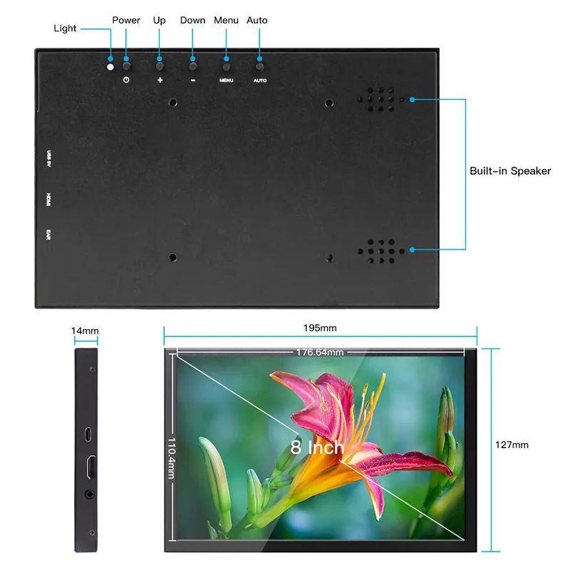 Elecrow Raspberry Pi 8 дюймовый HD портативный монитор 1280x800P двойной динамик экран дюймов ЖК