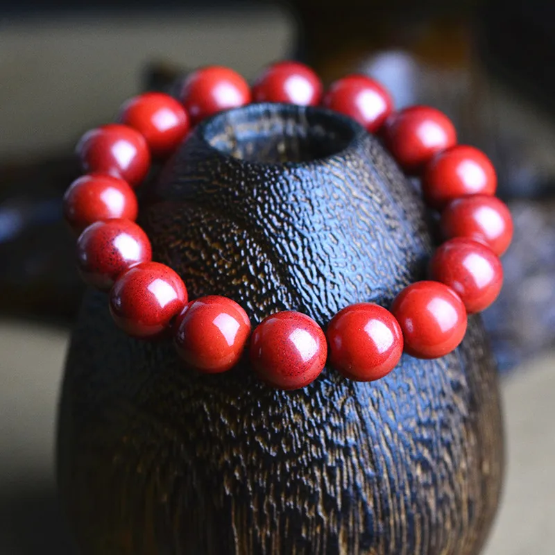 Natural high-content raw ore cinnabar bead bracelet single circle multiple 108 beads necklace jewelry certificate | Украшения и