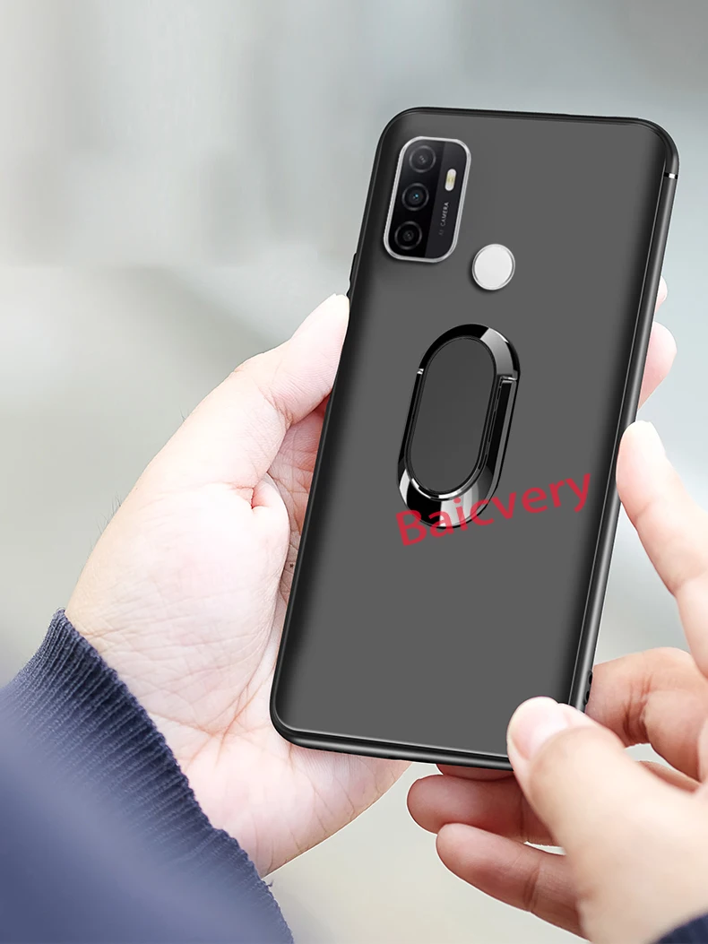

Ultra Thin Finger Magnetic Ring Matte Case for ZTE BLADE A7s 2020 Matte Black Silicone TPU Cover for Blade A7S 2020 6.5 inch