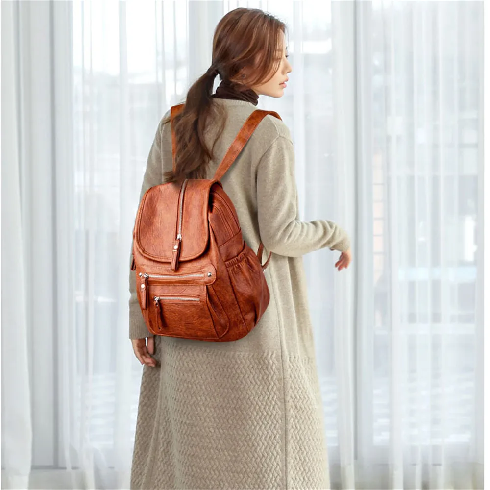 Дизайнерский рюкзак для женщин мягкая кожаная школьная сумка книг девочек