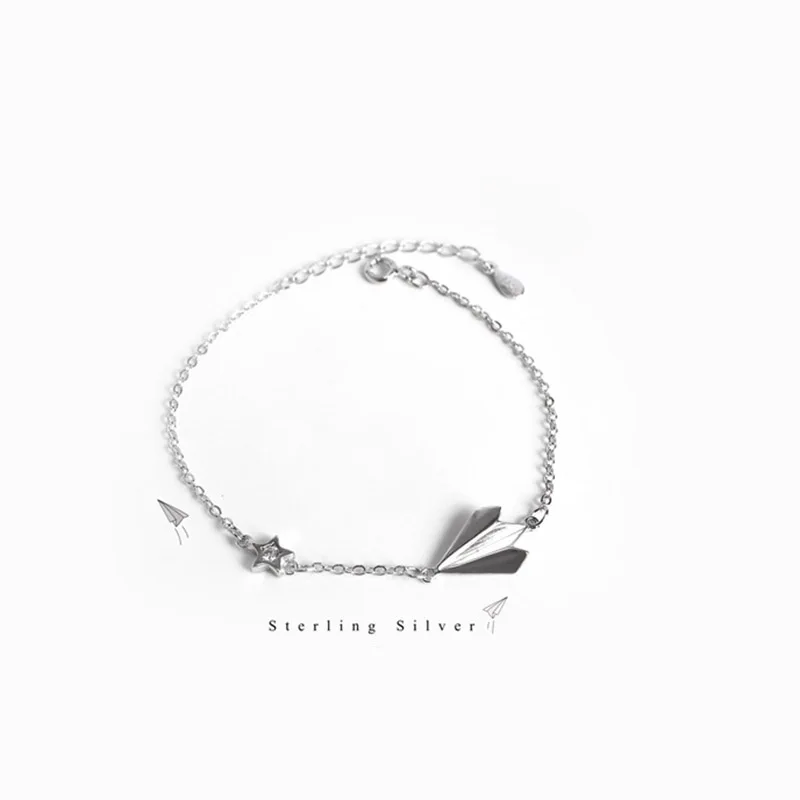 

Fashion Pure 925 Sterling Silver Chain Decoration Bracelets For Women Star Airplane Charm Anklet Bangle Femme Party Gifts