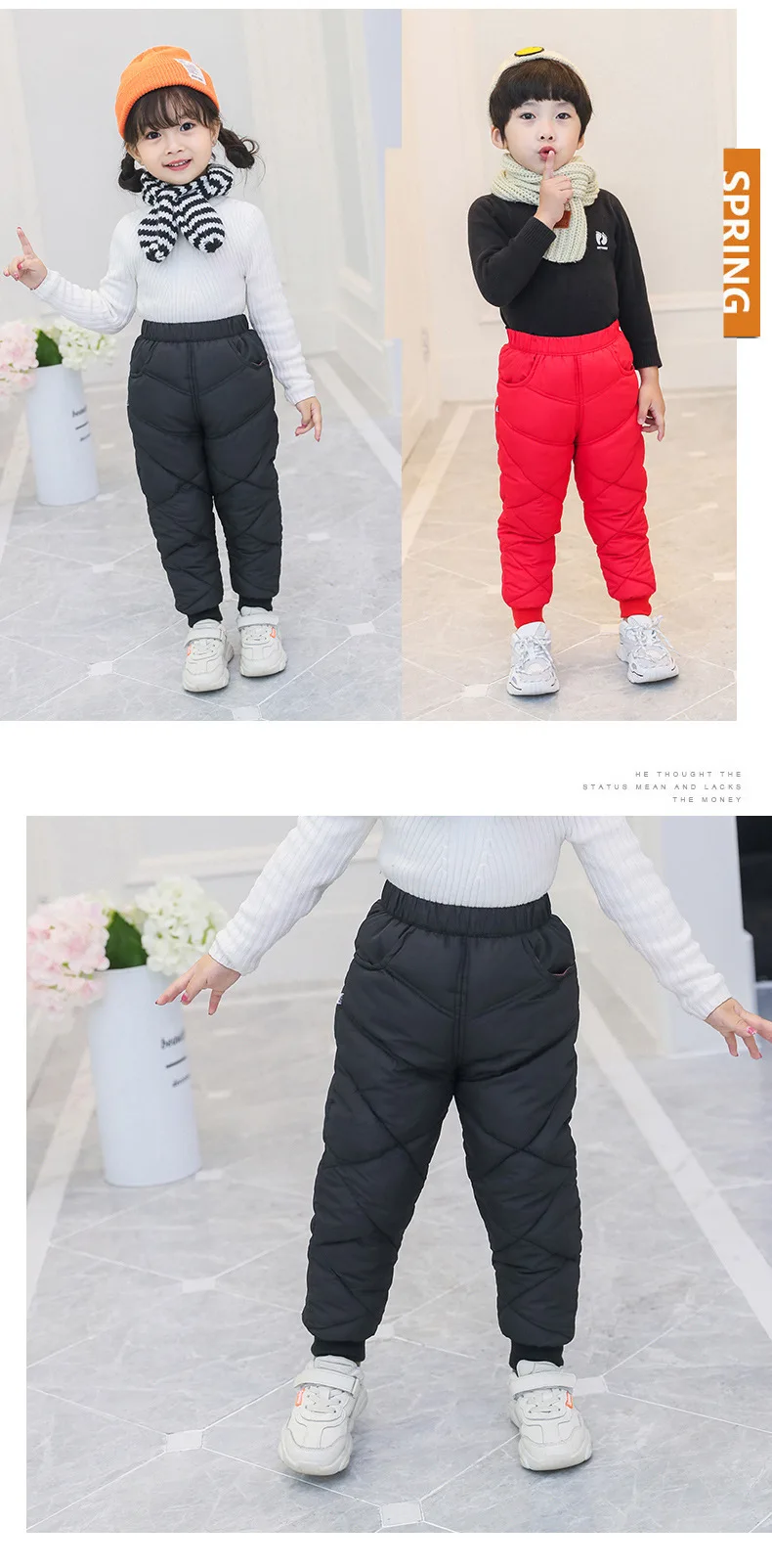 Kids Pants Autumn Winter New Baby Boys Girls Down Pants Children Thick Warm Down Trousers Kids Clothes Waterproof Trousers