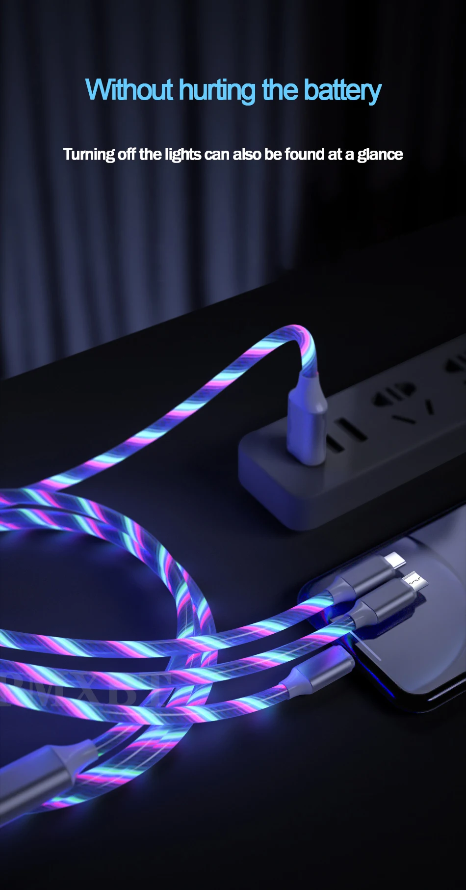 3 в 1 мобильный телефон USB кабель для iPhone Micro usb type C зарядный кабель для Xiaomi samsung Быстрая зарядка светодиодный плавный свет