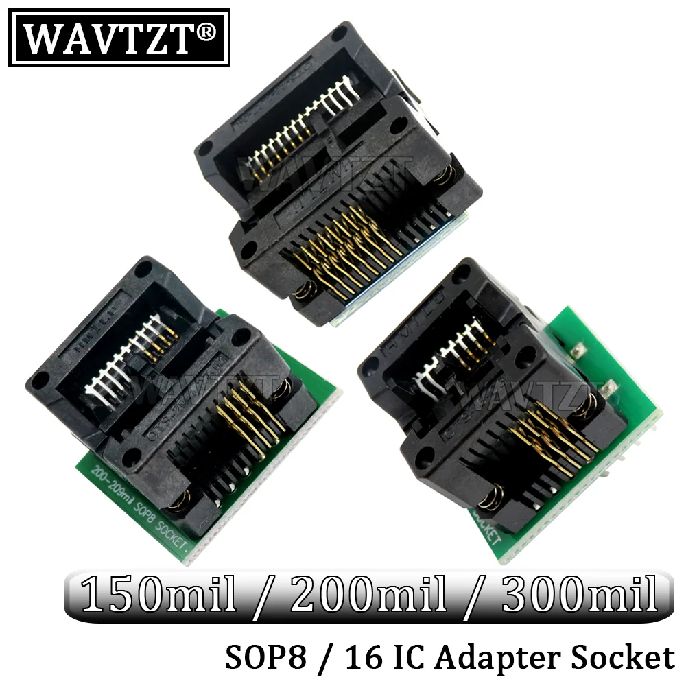 

3PCS SOP16+SOP8 to DIP8 150mil 200mil 208mil adapter Socket for EZP2010 EZP2013 EZP2019 RT809F RT809H CH341A TL866 Programmer