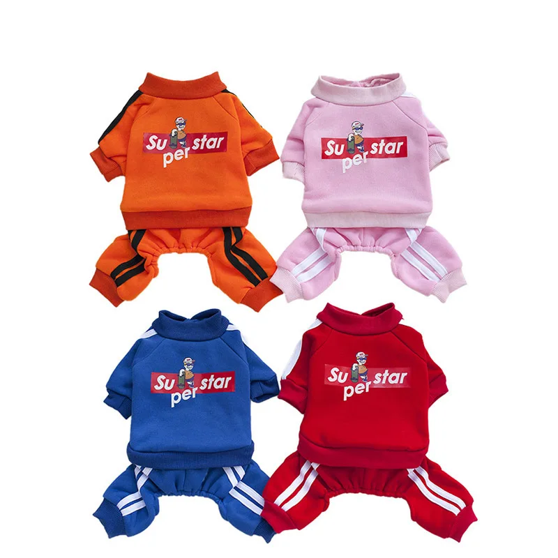 6 цветов комбинезон для собак зимняя теплая Пижама мягкая флисовая толстовка с