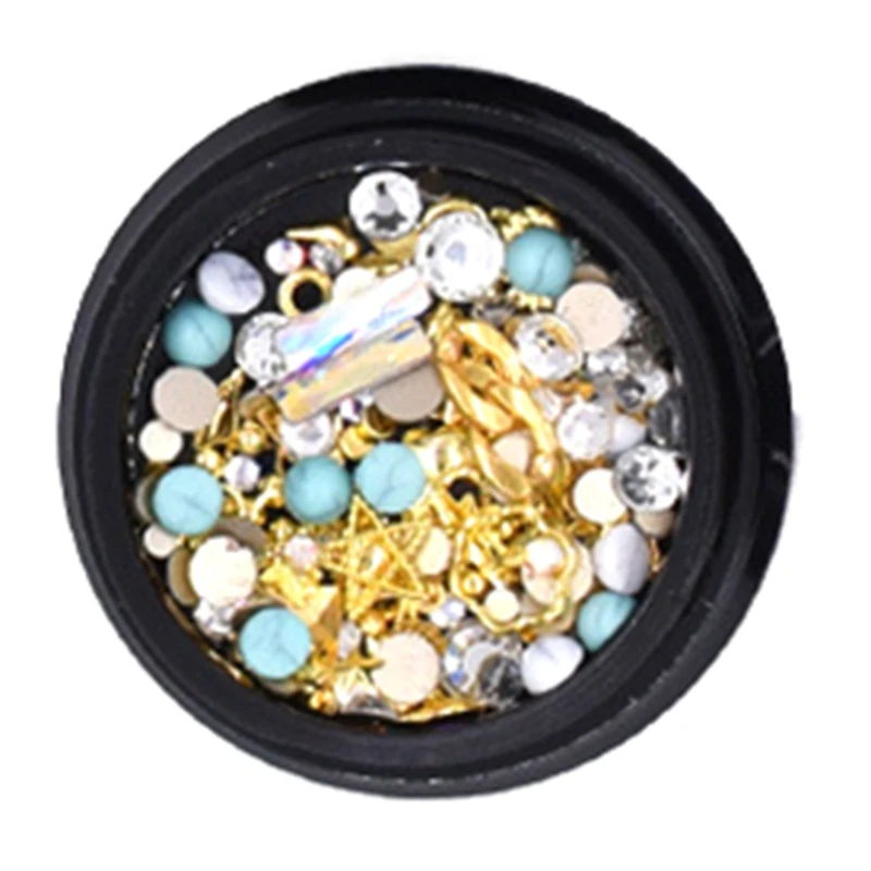 

3D Nail Art Rhinestones Studs Gold Nail Rivets Chain Set Nail Crystals Clear Nail Jewelry Decorations Manicure Kit