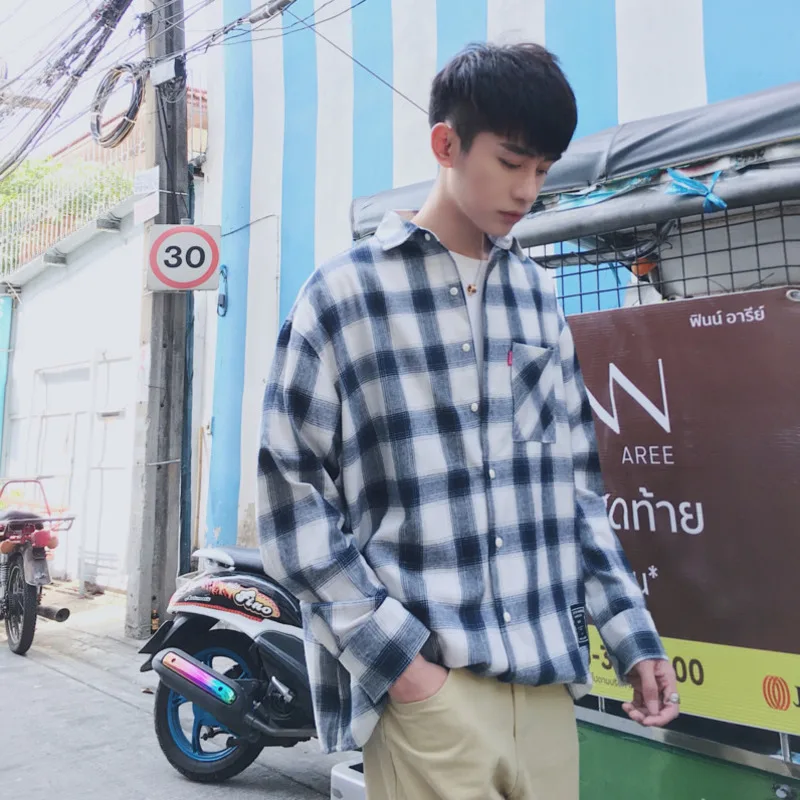 EWQ 2019 Весна новое поступление мужская рубашка с длинными рукавами Повседневная