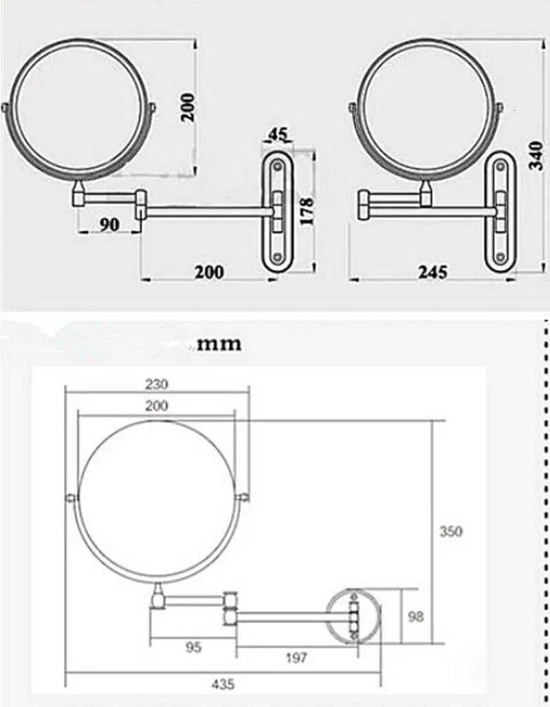 Настенное зеркало 8 дюймов Латунь 3X/1X Складная лупа золото косметическое
