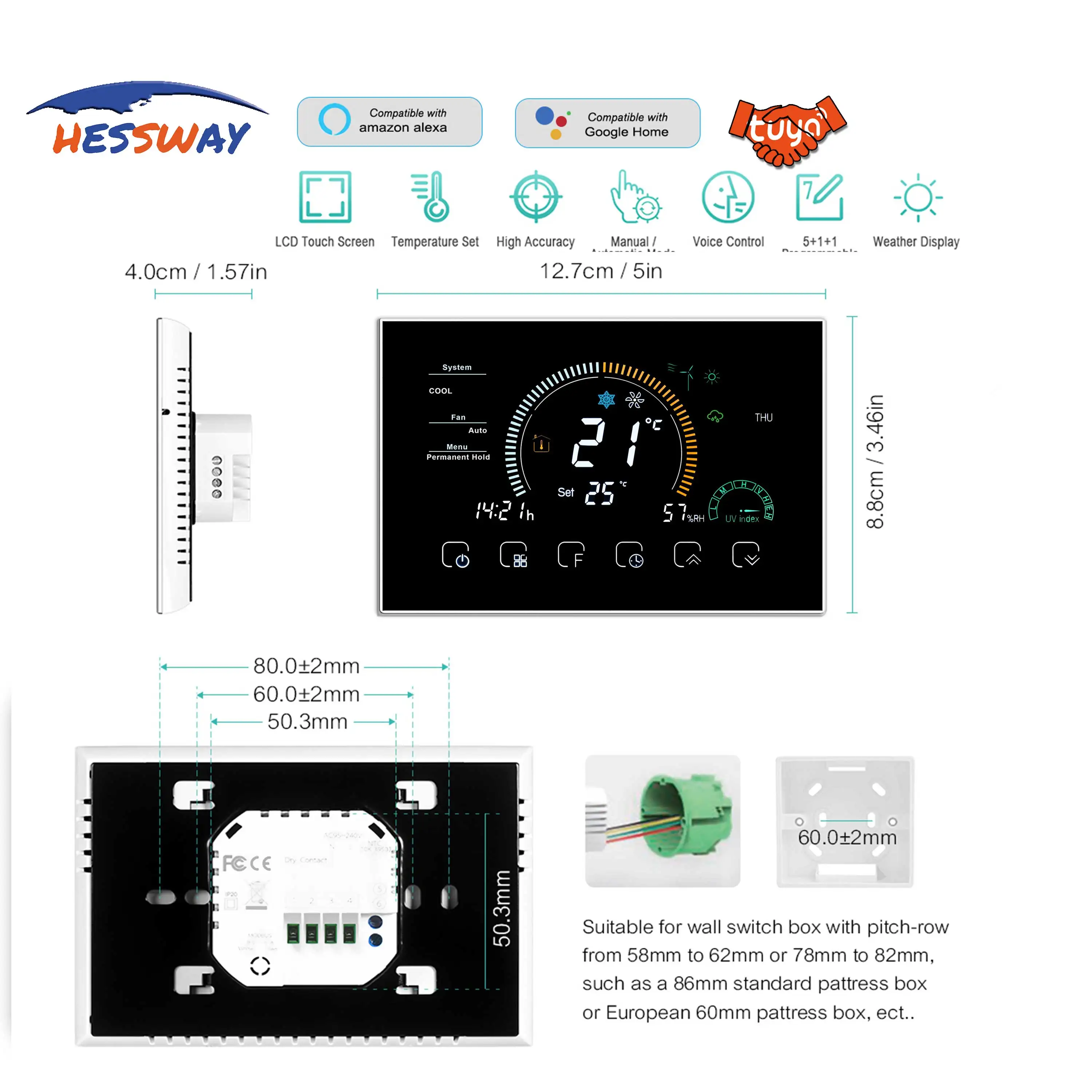Блок вентиляторной катушки TUYA 2P и 4P умный термостат с Wi-Fi контроллер температуры