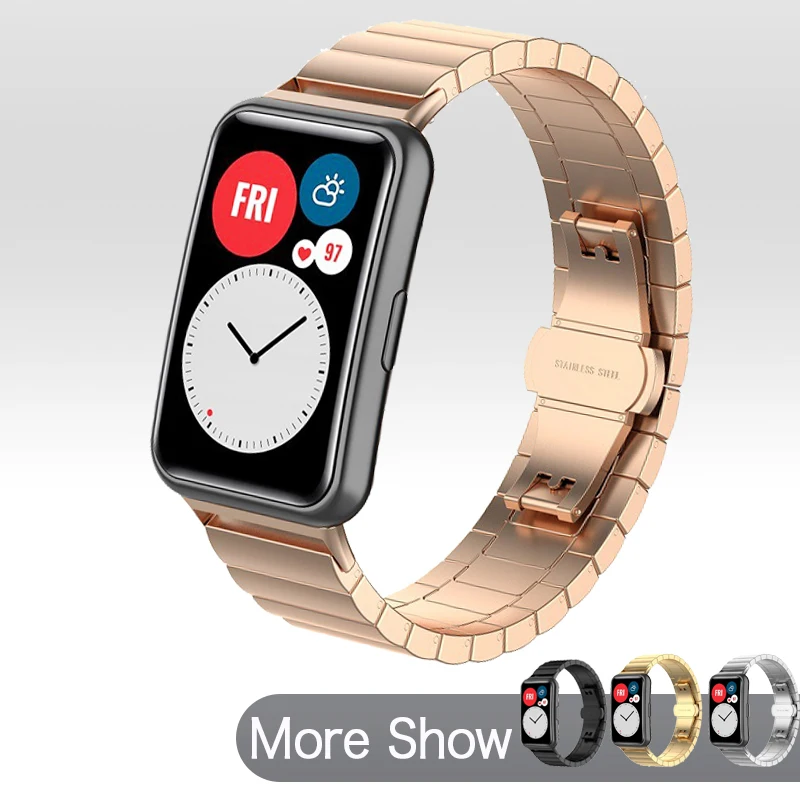 

Watch Strap For Huawei Watch Fit Watchband Metal Steel Folding Buckle Replacement Band Women Watch Fit Smartwatch Man Bracelet