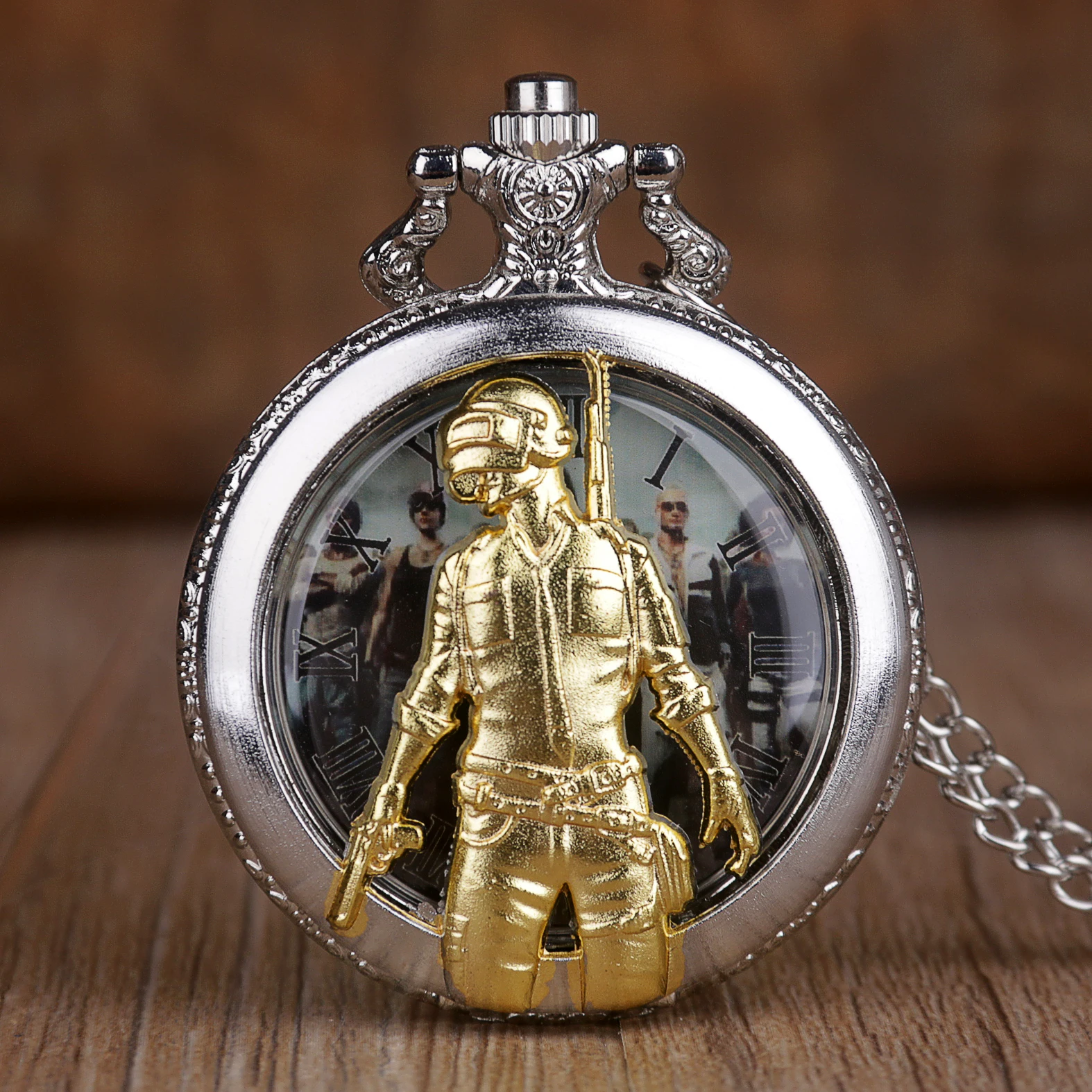 Модные креативные кварцевые карманные часы 3D Золотой Охотник для мужчин и женщин