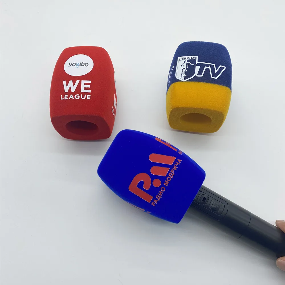 Flocking Square Foam TV Stations Reporters Interview Windshields Mic Sponge Cover Windscreen for Handheld Interview Microphones