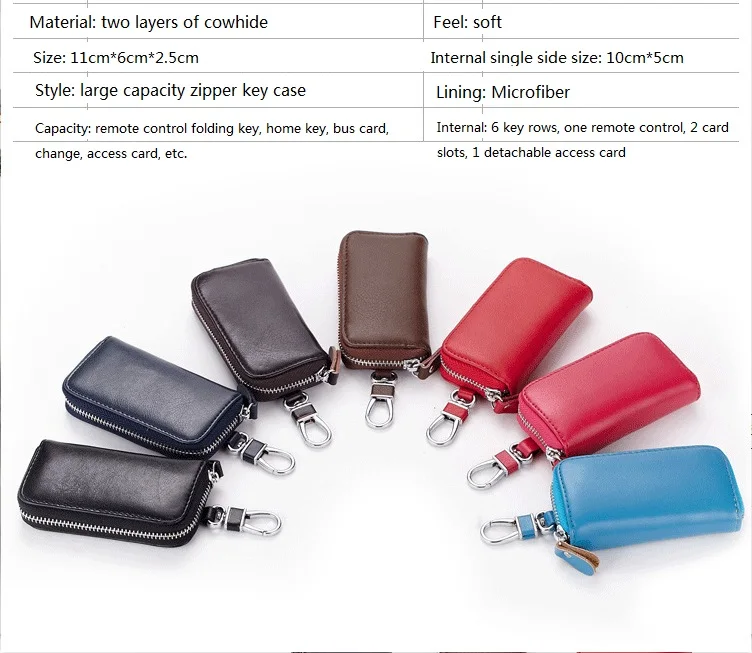 Miyahouse Genuine Leather Design Unisex Key Wallet High Quality Multi Function Key Bag With 6 Rings Ladies Housekeeper Key Holde
