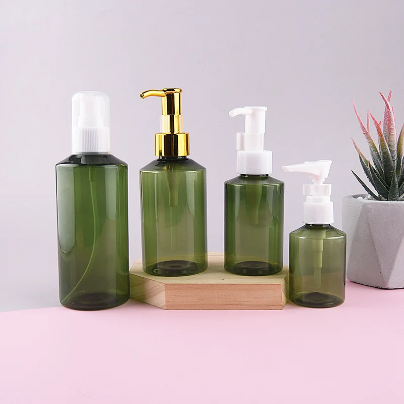 1 шт. 100 мл 150 200 темно-зеленая бутылка на плечо пластиковая алюминиевая насадка для