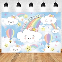 yeele rainbow cloud star happy birthday party poster baby shower portrait photography backdrop photo background for photo studio