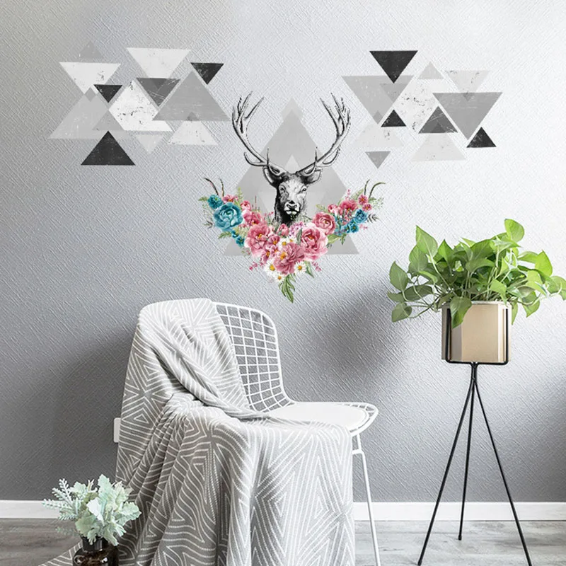 DIY Sika Deer Head Flowers Wall Stickers Living Room Art Vinyl Birds Wallpaper Decals for Kids Baby Home Decor Always Be Brave | Дом и сад