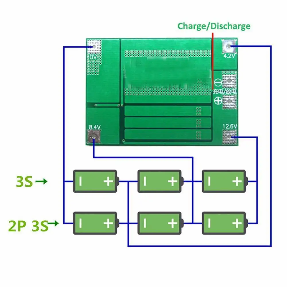 Защитная плата 3S/4S 40A/60A 18650 BMS для зарядки литий-ионных батарей двигателя